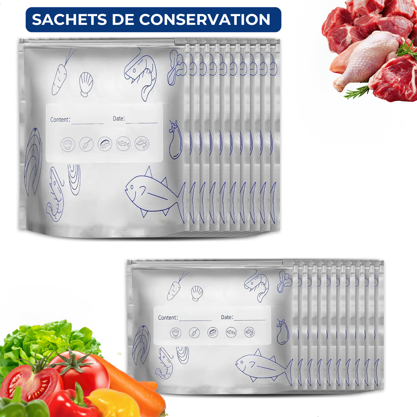 Sacs de Conservation Réutilisables - Fraîcheur Garantie