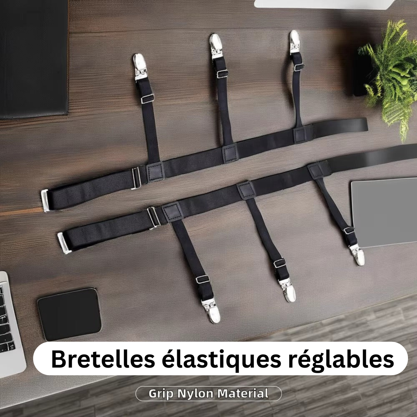 Bretelles élastiques réglables en métal antidérapantes pour chemisier (une paire)