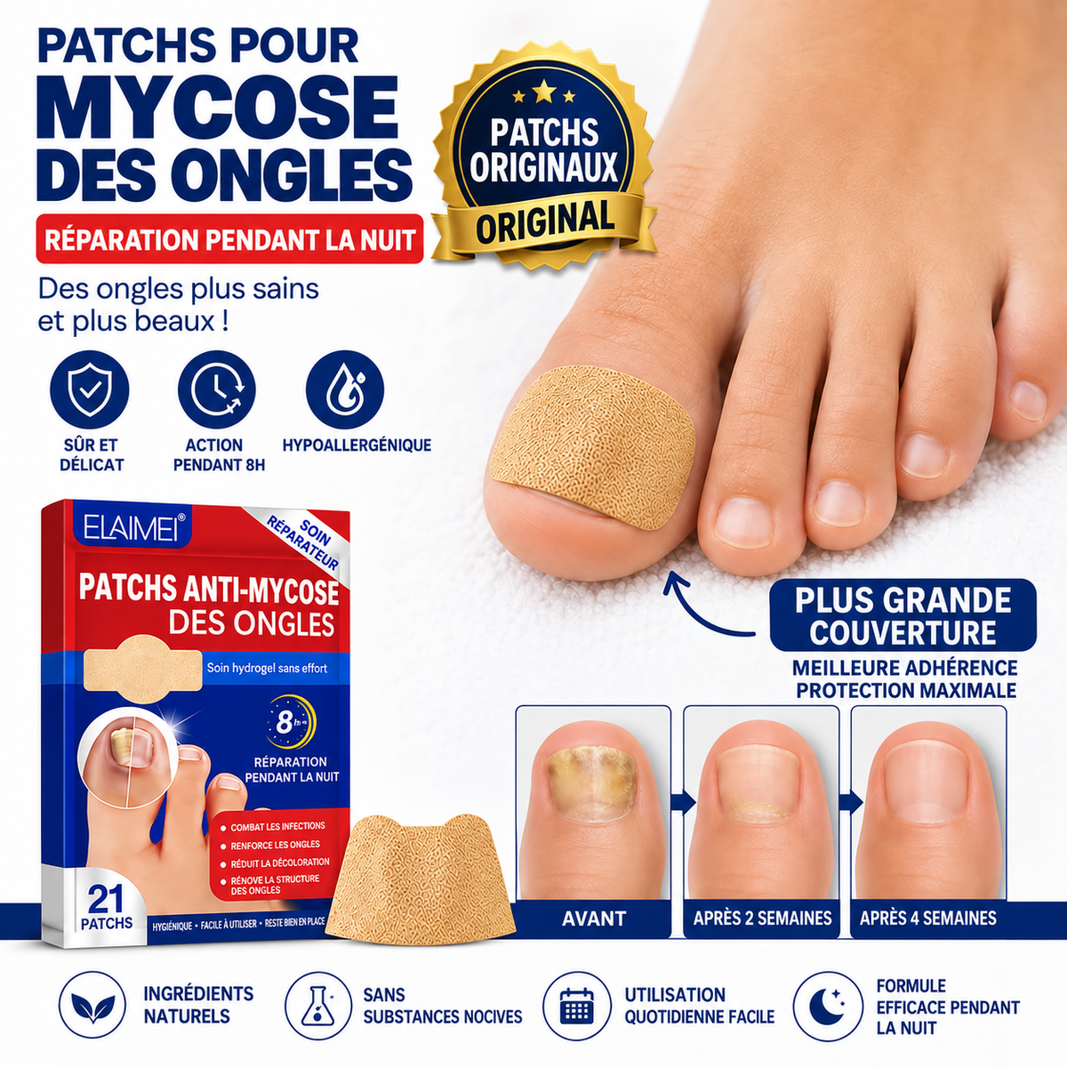 Patchs réparateurs pour ongles d'orteils (CI)